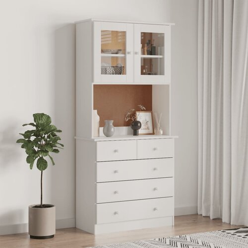 VidaXL Visoka komoda ALTA bijela 77 x 35 x 165 cm od masivne borovine Slike