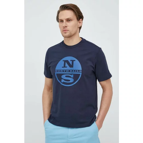 North Sails Pamučna majica za muškarce, boja: tamno plava, s tiskom