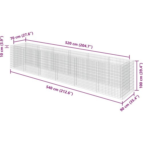  Gabionska sadilica od pocinčanog čelika 540 x 90 x 100 cm Slike