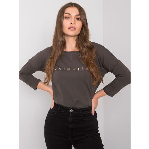 Fashion Hunters Dark khaki cotton blouse with the inscription Cantrice Slike