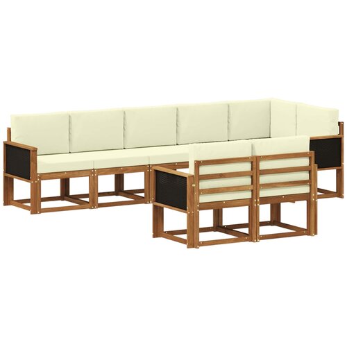vidaXL Zunanja garnitura za sedenje 8 pcs Naravna in smetana Poliester, (5000280372) Cene