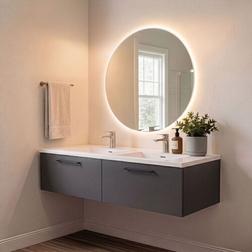 Skye_Decor Set kupatilskog ormarića sa umivaonikom i ogledalom, 2 dela, Antracit Slike
