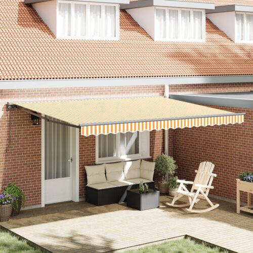 VidaXL Skrovita tenda Narančasta i bijela 450x300 cm Slike