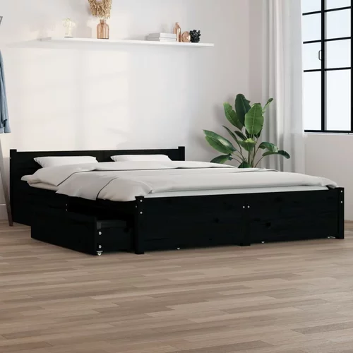 vidaXL Okvir za krevet s ladicama crni 140 x 200 cm