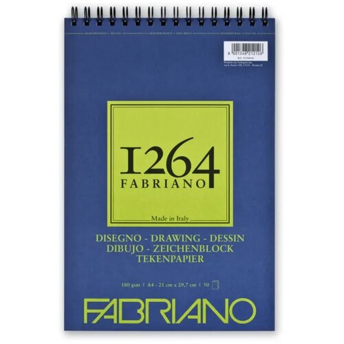  1264 Drawing, blok za skiciranje sa spiralom, A4, 180g, 50 lista, Fabriano Cene