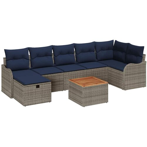 vidaXL Vrtna sedežna garnitura z blazino 8 pcs Siva Poly ratan, (5000020840) Cene