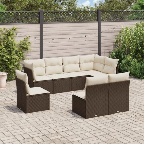 vidaXL 8-dijelni set vrtnih sofa s jastucima smeđi od poliratana Cijene