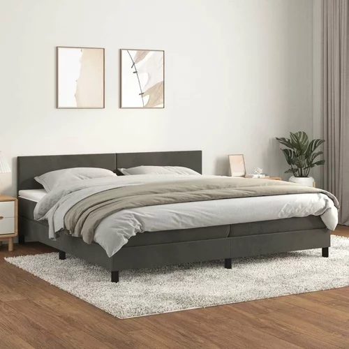  Box spring postelja z vzmetnico temno siva 200x200 cm žamet, (20846810)