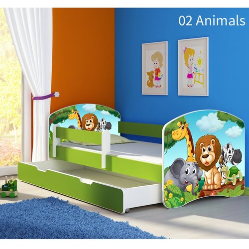 ACMA Dječji krevet s motivom, bočna zelena + ladica 180x80 cm - 02 Animals Cene