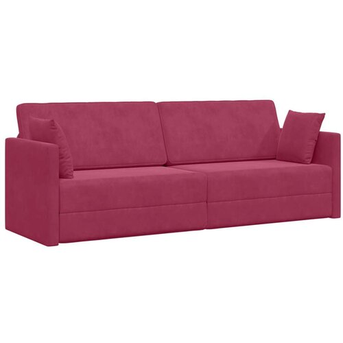 vidaXL Tlačna sedežna postelja 2-v-1 Vinsko rdeča 213x144x60 cm Samet Cene