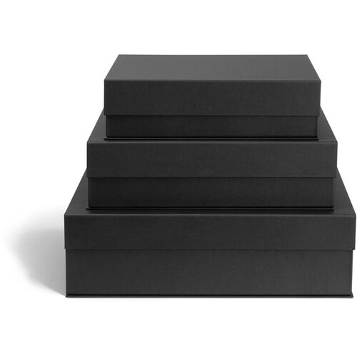 Bigso Temno sive kartonaste &amp;scaron;katle za shranjevanje v kompletu 3 ks s pokrovom/dekorativne 42,5x29,5x13 cm Kian Paper Laminate &amp;ndash; Slike