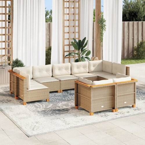 vidaXL 9-dijelni set vrtnih sofa s jastucima bež od poliratana Cijene