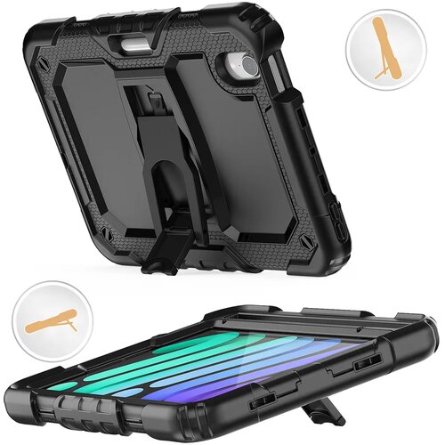 NIKCORP Ovitek za iPad Mini 6 8.3&amp;#039;&amp;#039; oklepen s stojalom in mestom za pisalo, tridelna za&amp;scaron;čitna torbica iz silikona in plastike, črn, (5000139177) Slike