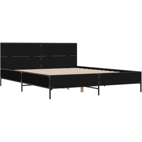 VidaXL Okvir za krevet crni 135x190 cm konstruirano drvo i metal Slike