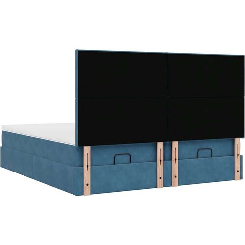 VidaXL Otomanski okvir kreveta s madracima plavi 180x200cm bar&amp;scaron;unasti Slike