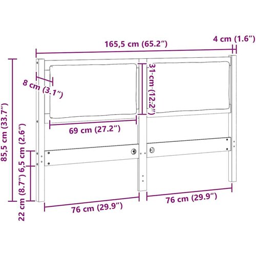  Uzglavlje Ostalo Smeđa 160 cm Masivna borovina Slike