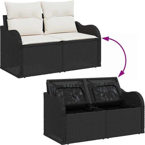  Sjedeća garnitura za vrt 6 kom. 5-Broj sjedala Crna i Krema 176 x 62 x 69 cm Slike