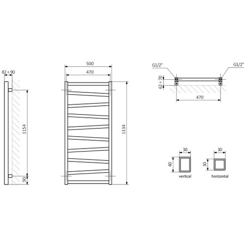 Sapho kupatilski radijator zig 133x50 cm antracit Slike