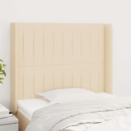  Uzglavlje s u&amp;scaron;ima krem 103x16x118/128 cm od tkanine Slike