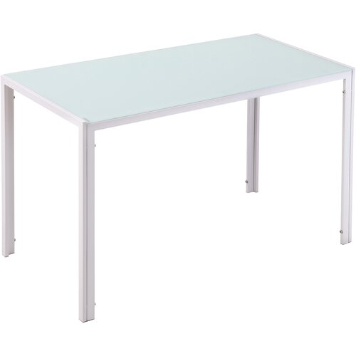 HOMCOM Moderna pravokotna miza za kuhinjo in dnevno sobo, kovinski okvir in plošča iz kaljenega stekla, 120x60x75 cm, bela, bela, (20745672) Cene