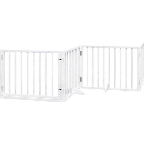  Vrata za pse s vrata&amp;scaron;cima 4 panela sklopiva 320 cm drvo topole Bijela 80 x 60 x 2 cm Slike