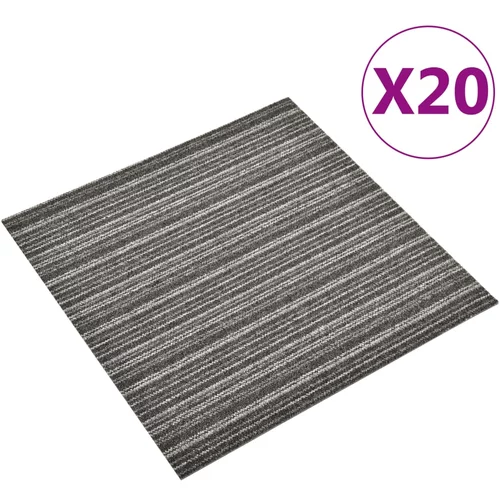 vidaXL Talna obloga preproga 20 kosov 5 m² 50x50 cm črtasta antracitna