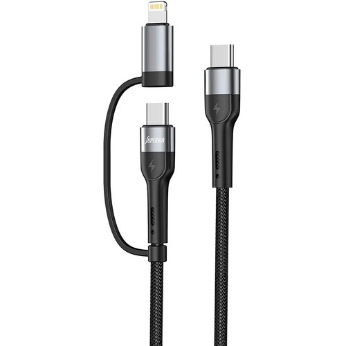 Superior USB data kabal SU-K106, 2in1, Type-C na Type-C/Lightning , 1m, Crni Slike