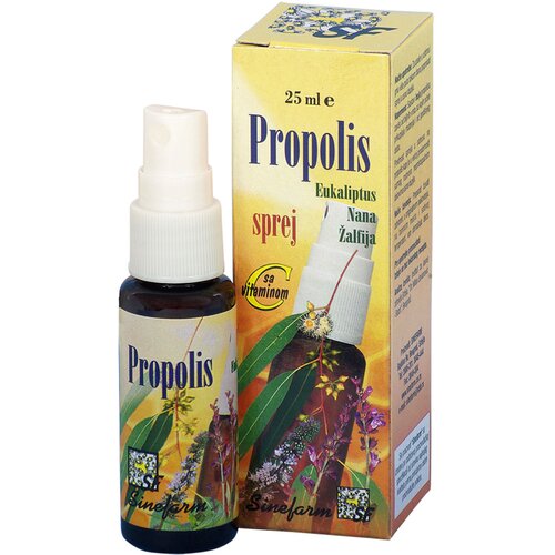 Sinefarm propolis sprej sa nanom, žalfijom, eukaliptusom i c vitaminom 25ml Slike