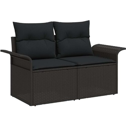 vidaXL Vrtna sedežna garnitura z blazino 6 pcs Črna poli ratan, (5000153747) Cene