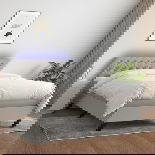 The Living Store Box spring postelja z vzmetnico LED svetlo siva 90x190 cm blago - Box Spring Postelja, (21515470) Slike