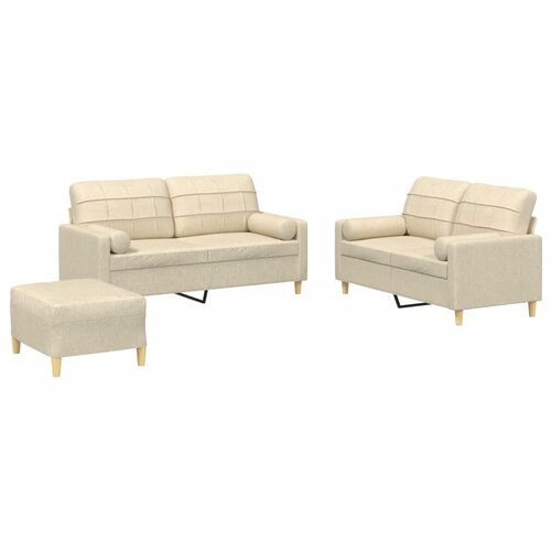  3-dijelni set sofa s jastucima krem od mikrovlakana Slike