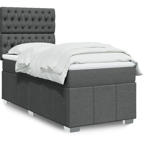 vidaXL Box spring postelja z vzmetnico temno siva 80x200 cm blago Cene