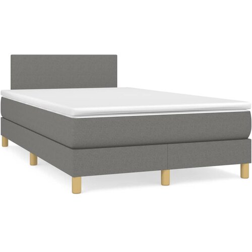 VidaXL Box spring postelja z vzmetnico temno siva 120x190 cm blago Slike
