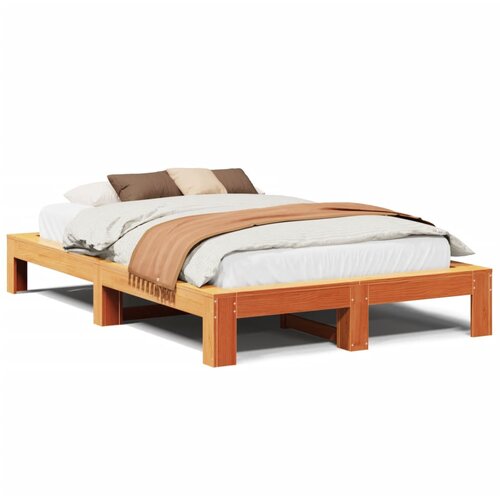vidaXL Posteljni okvir brez vzmetnice voščeno rjav 135x190 cm borovina, (21369187) Cene