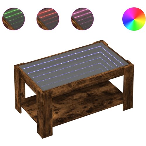 Maison Chic Klubska mizica - kavna mizica - Nizka mizica LED dimljeni hrast 93x53x45 cm inženirski les, (21754751) Cene