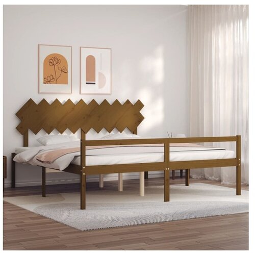 vidaXL Posteljni okvir z vzglavjem medeno rjav 200x200 cm tr Cene