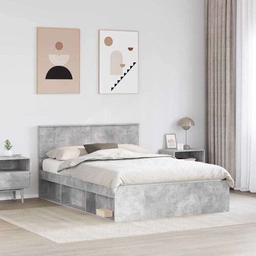  Okvir za krevet Beton 160 x 200 cm Konstruirano drvo Slike