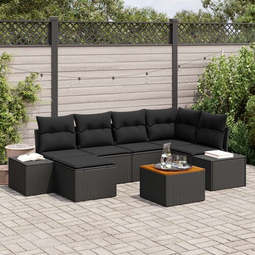  Set od 7 vrtnih sofa s jastučićima  crni poli ratan Cijene