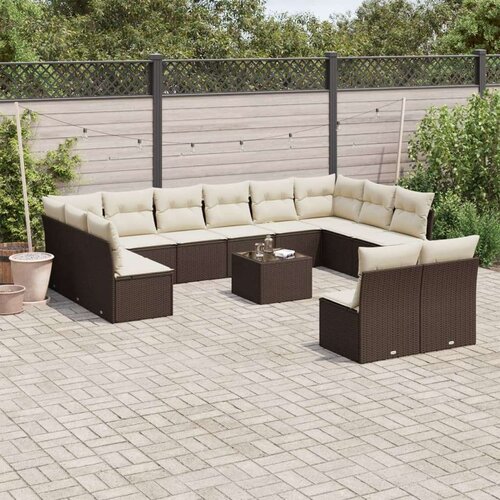 vidaXL 13-dijelni set vrtnih sofa s jastucima smeđi od poliratana Cijene