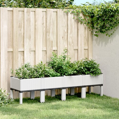 VidaXL Vrtna sadilica s nogama bijela 160 x 40 x 42 cm PP Slike
