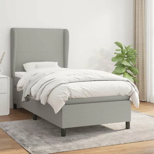  Box spring postelja z vzmetnico svetlo siva 80x200 cm blago, (20846788)