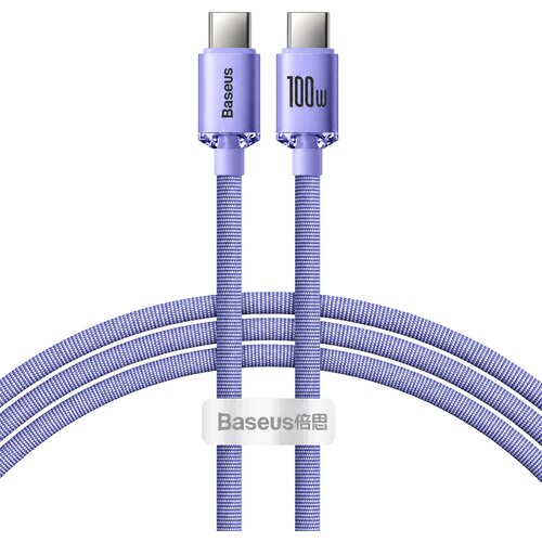Baseus Crystal Shine Series pleten USB-C v USB-C kabel 100W vijolične barve dolžine 1.2m CAJY000605 Slike