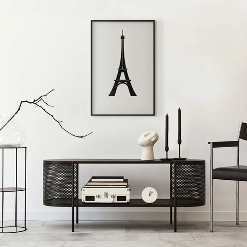 Plakat - Eiffel Tower Simple Black-and-White Graphic 21x30 Crni okvir Cijene