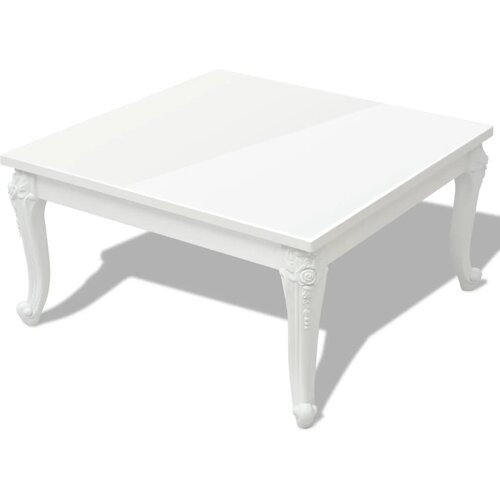 Maison Chic Klubska mizica - kavna mizica - Nizka mizica 80x80x42 cm Visok Sijaj Bele Barve, (21755330) Slike