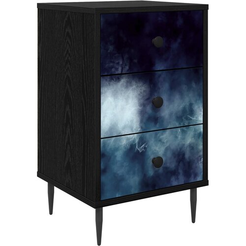  Noćni ormar RAALTE Crni hrast 36 x 33 x 61 cm Konstruirano drvo Slike