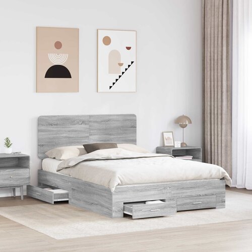  Krevetna konstrukcija s ladicama Siva Sonoma 140 x 200 cm 203 x 143 x 100 cm Slike
