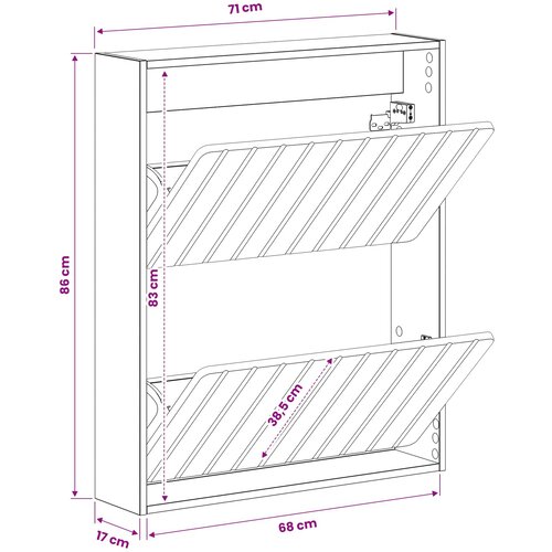  Ormar za cipele na zidu ZWOLLE 71 x 17 x 86 cm Staro drvo Slike