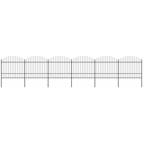  Vrtna ograda s ukrasnim kopljima (1,5-1,75) x 10,2 m čelična crna
