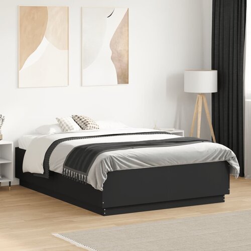 Furnova Posteljni okvir z LED lučkami črn 135x190 cm inženirski les, (21933870) Slike
