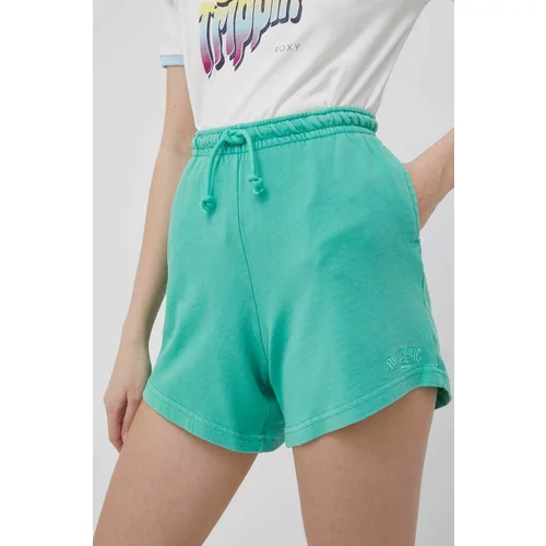 Billabong Kratke hlače za žene, boja: zelena, glatke, visoki struk